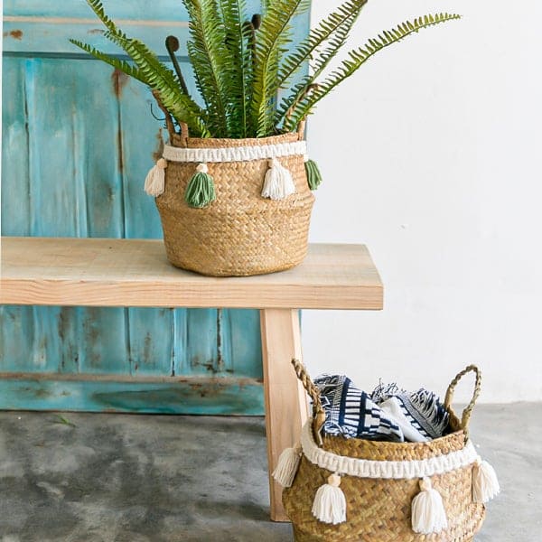 Panier Décoratif Osier Bohème Macramé