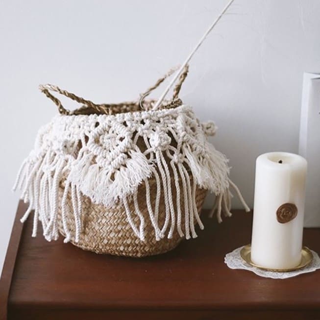 Panier Macramé Boho en Osier