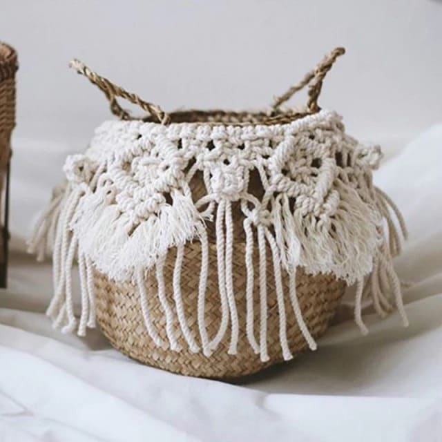 Panier Macramé Boho en Osier
