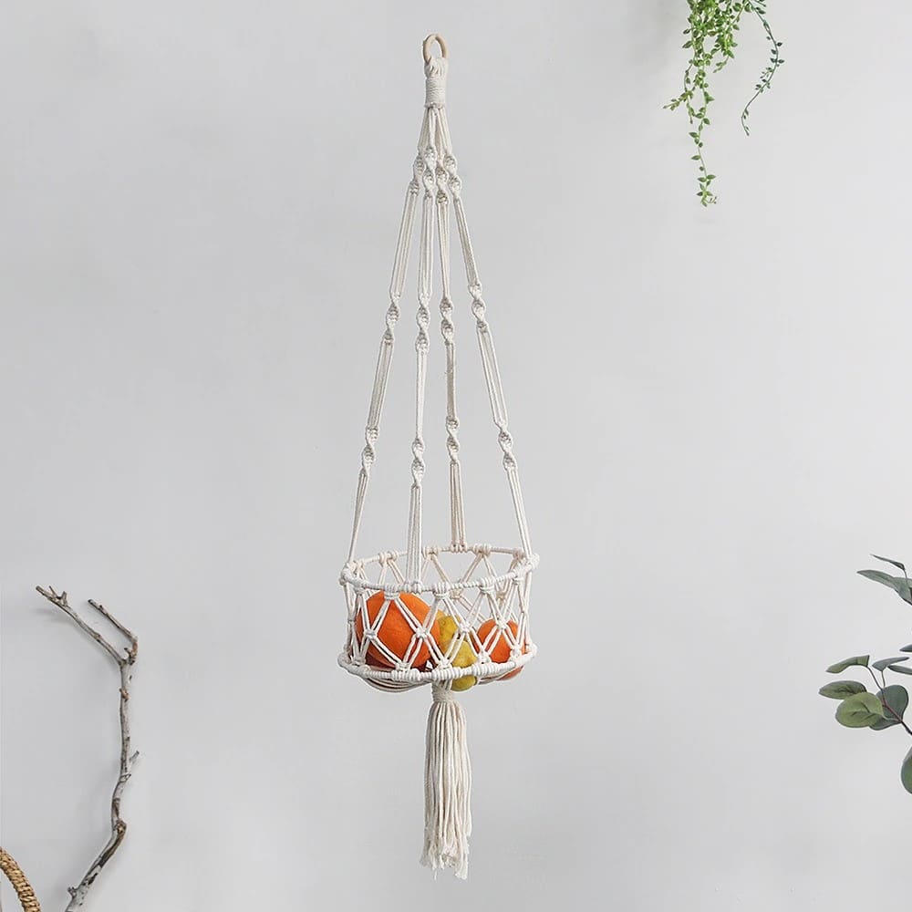 Panier Macramé Suspendu Coton