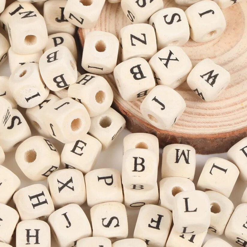 Perles Bois Alphabet Macramé DIY