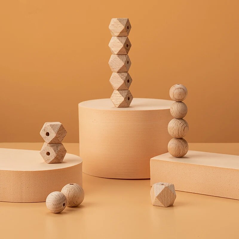 Perles Cylindriques Bois Macramé Décoratif