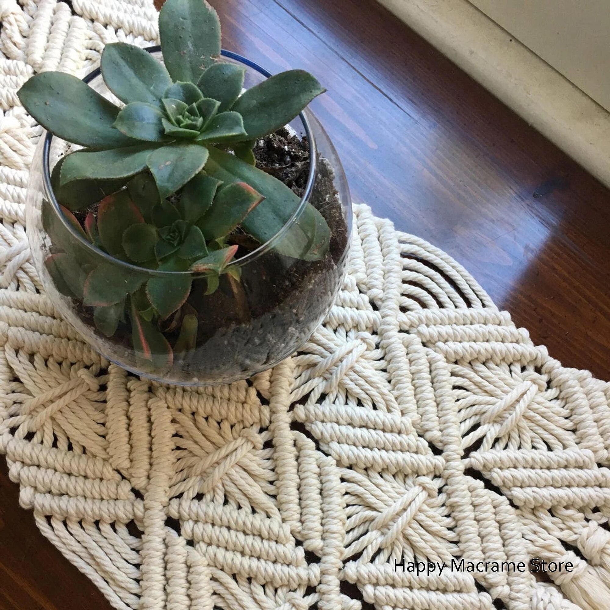 Petit Chemin de Table en Macramé Coton