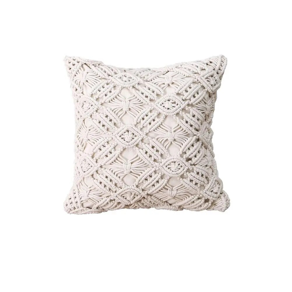 Petit Coussin Boho Macramé en Coton
