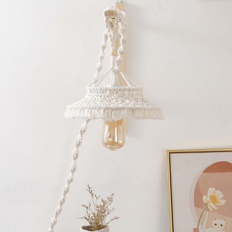 Petit Lustre Suspendu Macramé Fait Main