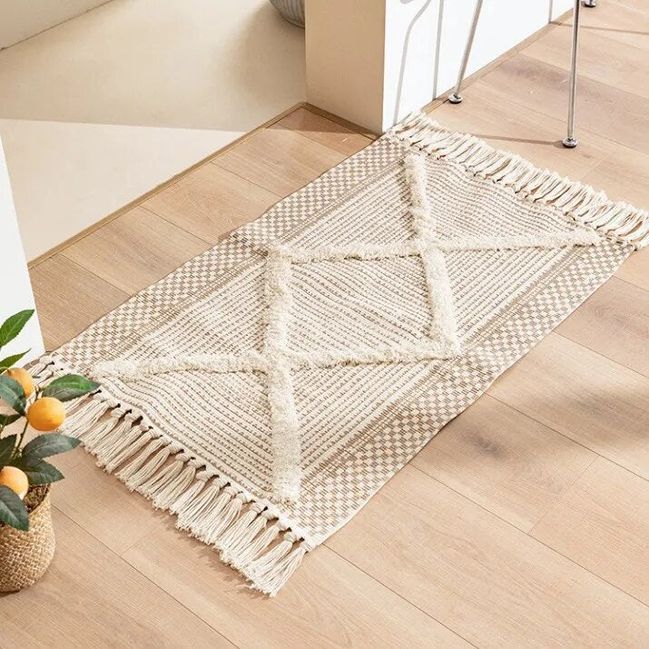 Petit Tapis Macramé Beige