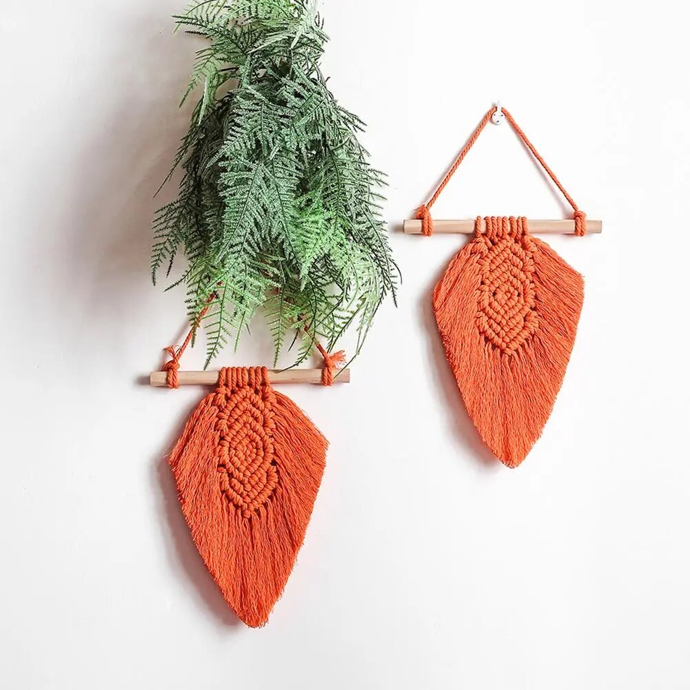 Petite Feuille en Macramé Orange