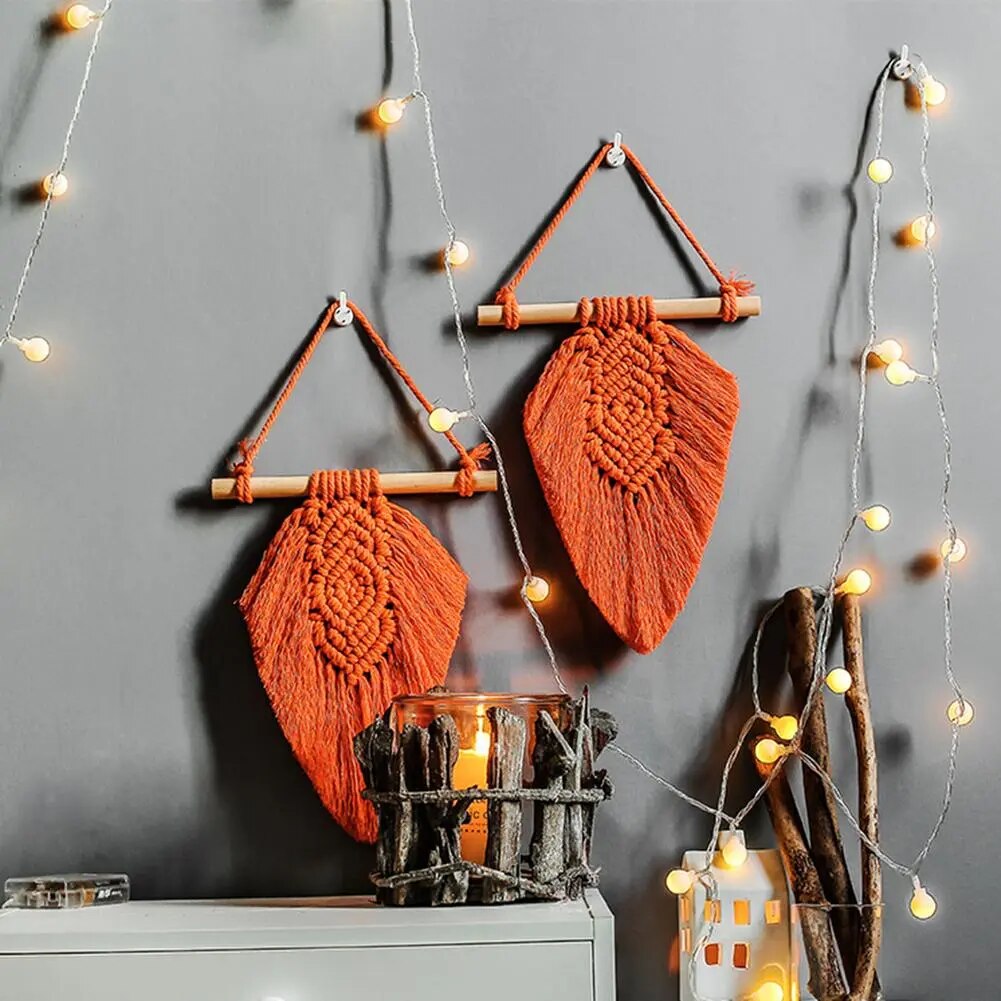 Petite Feuille en Macramé Orange