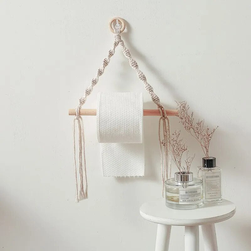 Porte Papier Toilette Macramé Naturel