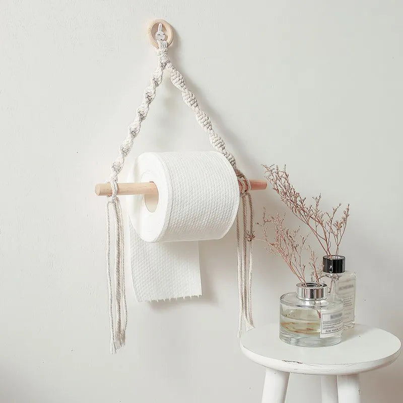 Porte Papier Toilette Macramé Naturel