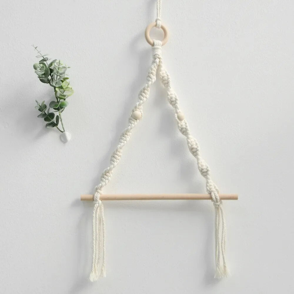 Porte Papier WC Macramé Perles Bois