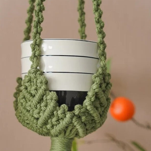 Porte Plante Bohème en Macramé Naturel