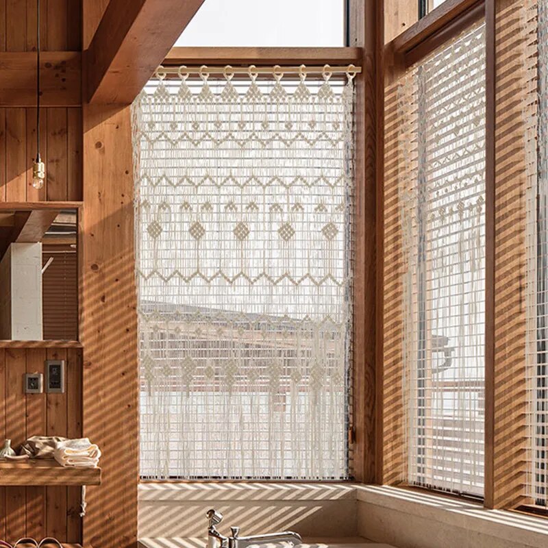 Rideau de Fenêtre Macramé Naturel