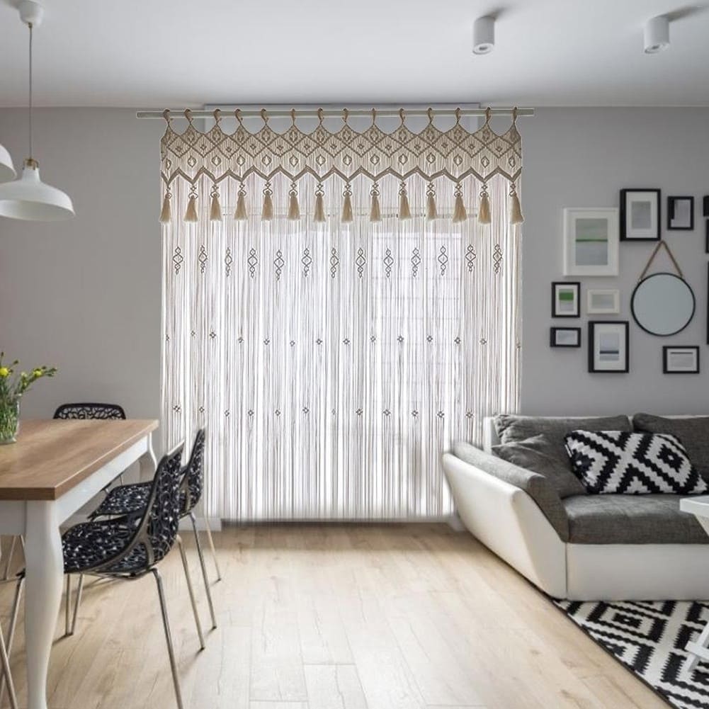 Rideau Macramé Pompons Naturel