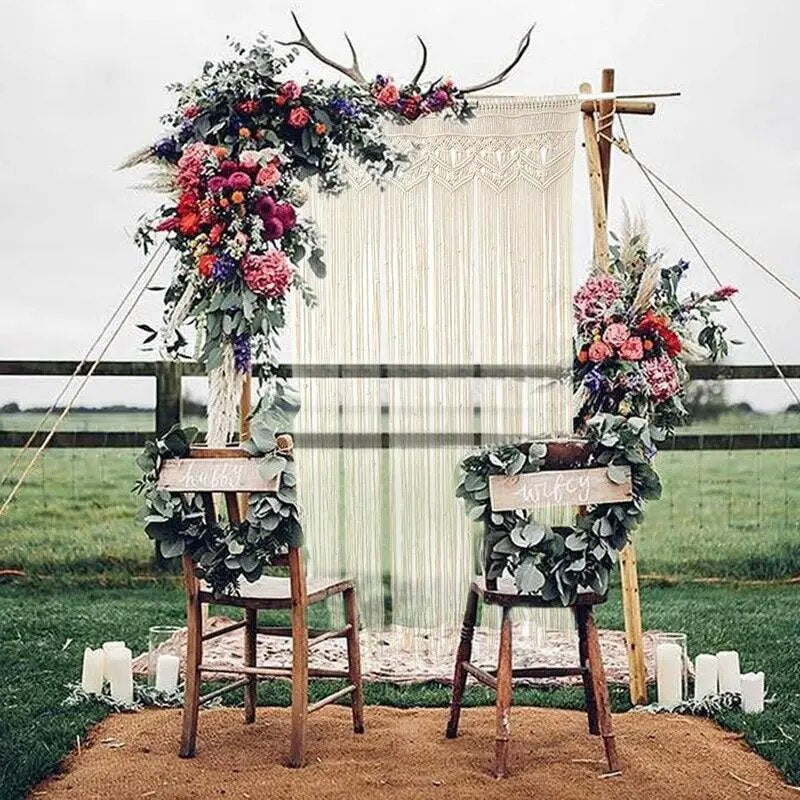 Rideau Mural Macramé en Coton Naturel