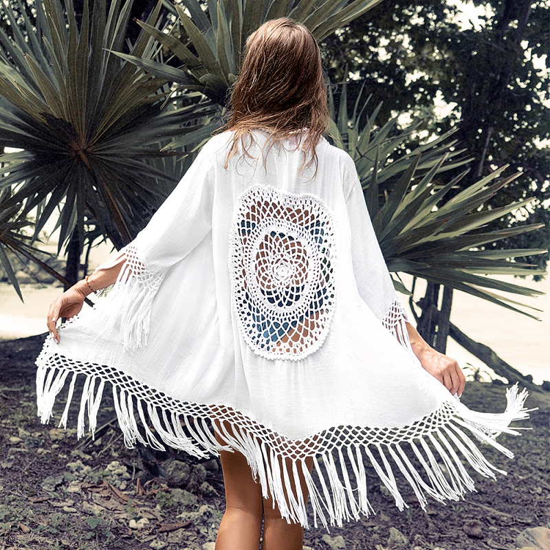 Robe a Franges Macramé Blanche