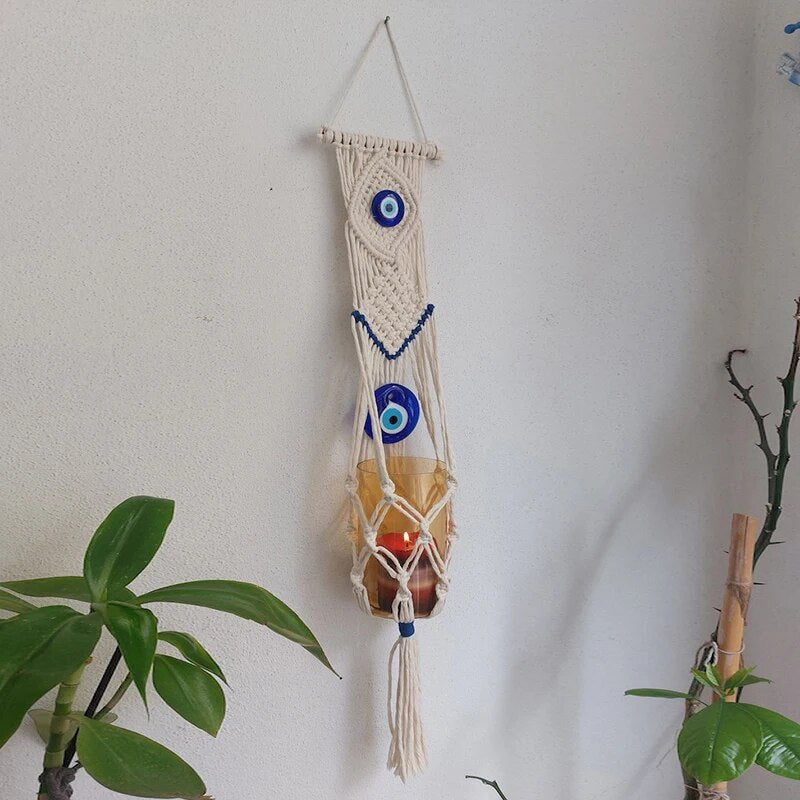 Suspension Macramé Oeil Grec Fait Main