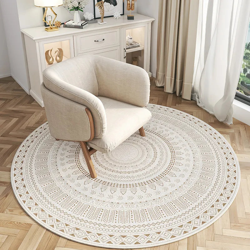 Tapis Rond Macramé Nordique Géométrique