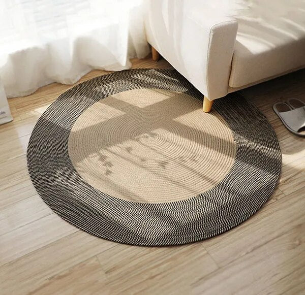 Tapis Rond Macramé Rotin Bohème