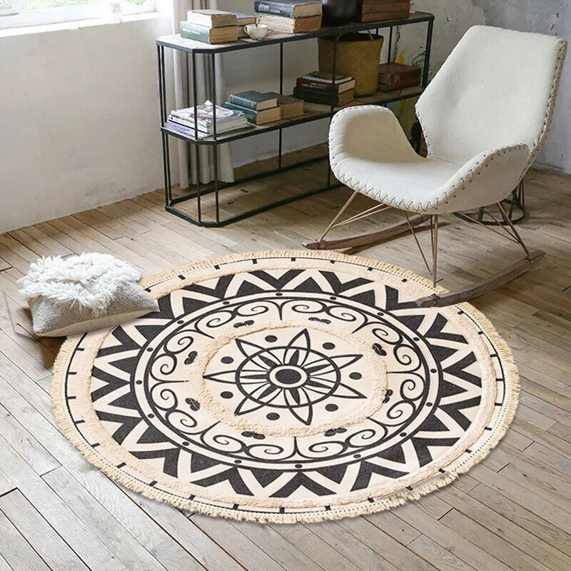 Tapis Rond Macramé Coton