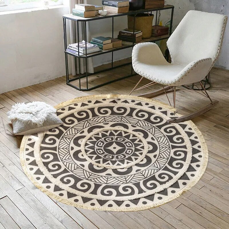 Tapis Rond Macramé Coton