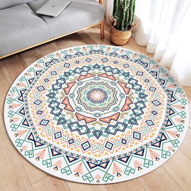 Tapis Rond Motif Ethnique Bohème