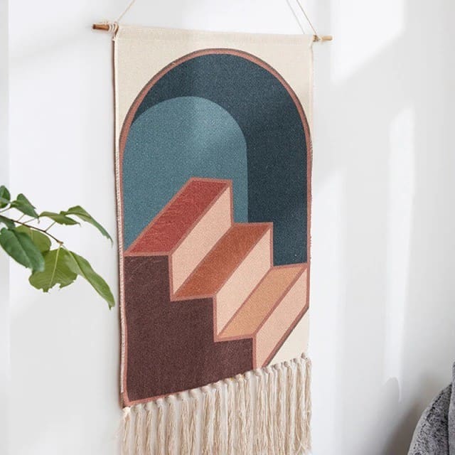 Tapisserie Murale a Franges Macramé