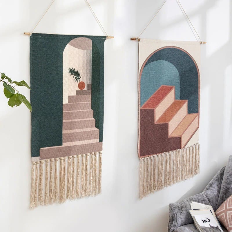 Tapisserie Murale a Franges Macramé