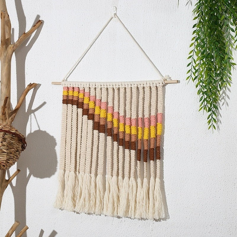 Tenture Murale Bohème Colorée en Macramé