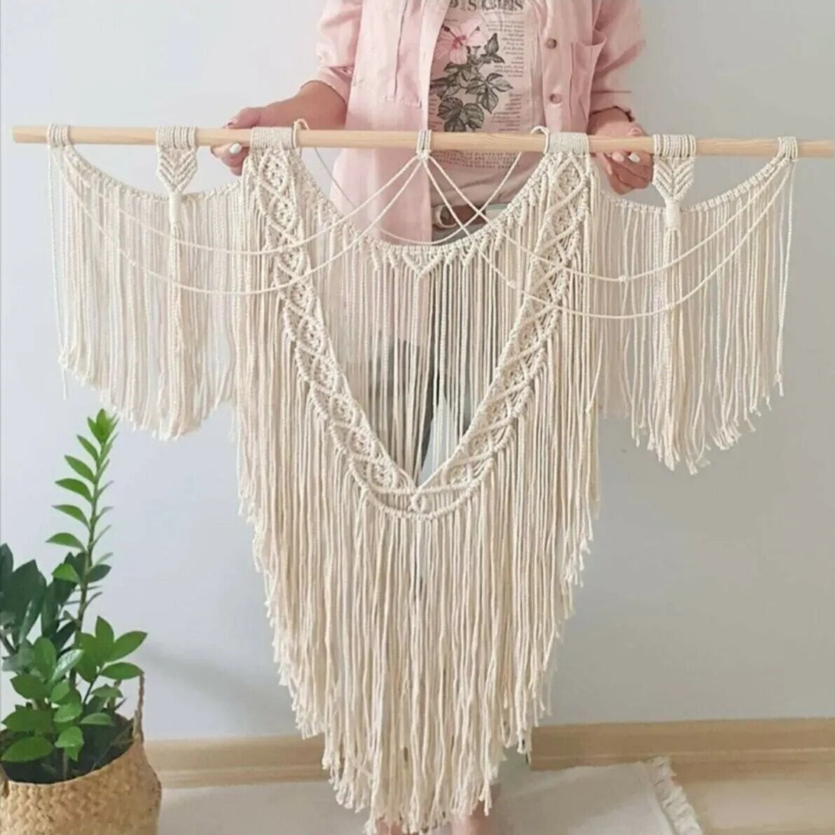 Tenture Murale Tête de Lit Macramé Fait Main