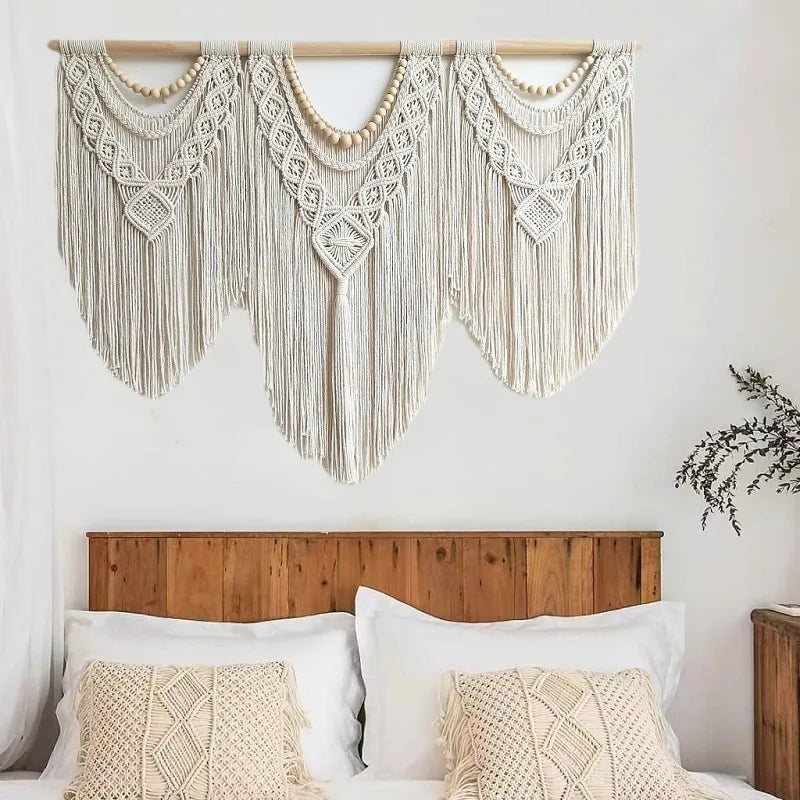 Tête de Lit Boho Macramé en Coton