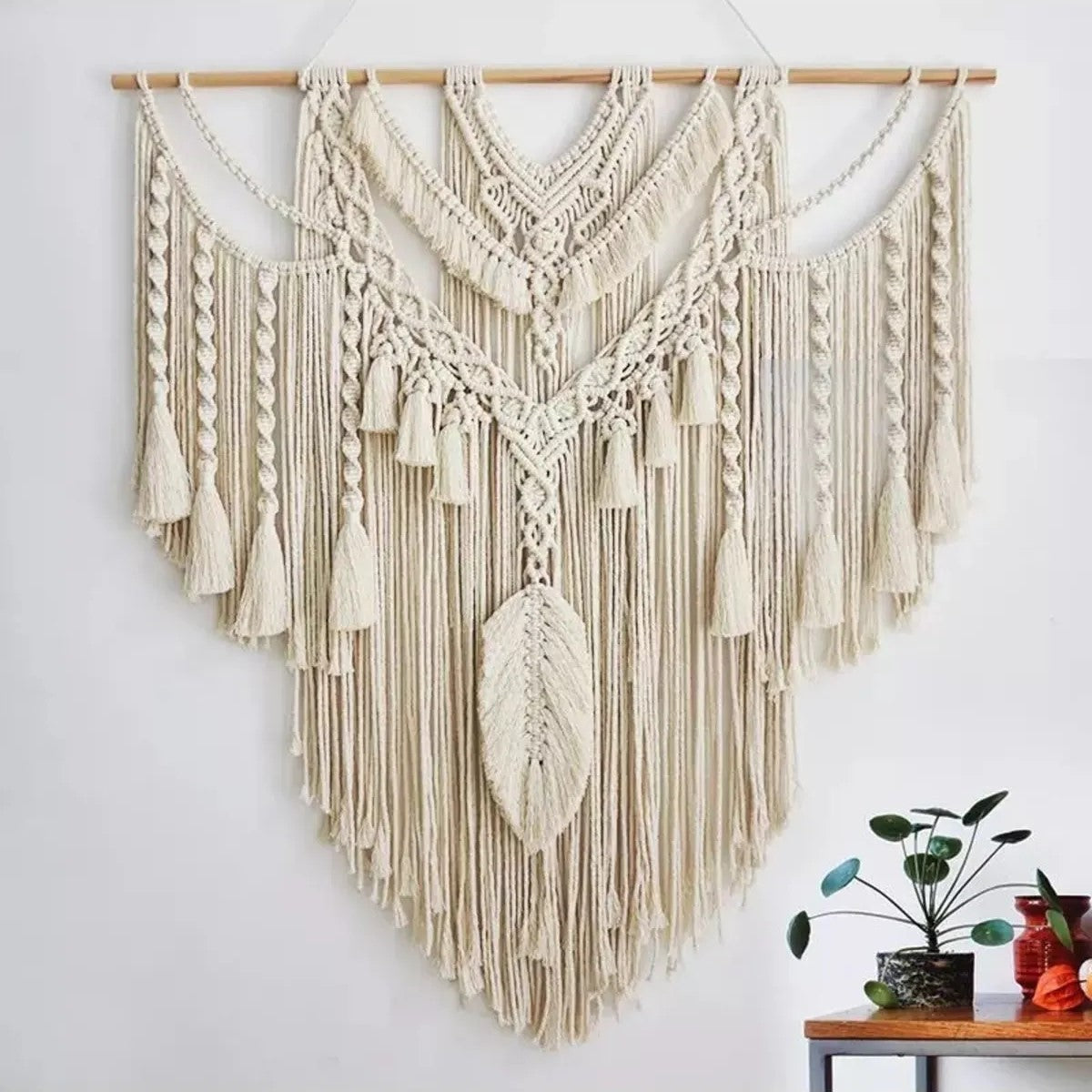 Tête de Lit Macramé Plume Naturelle