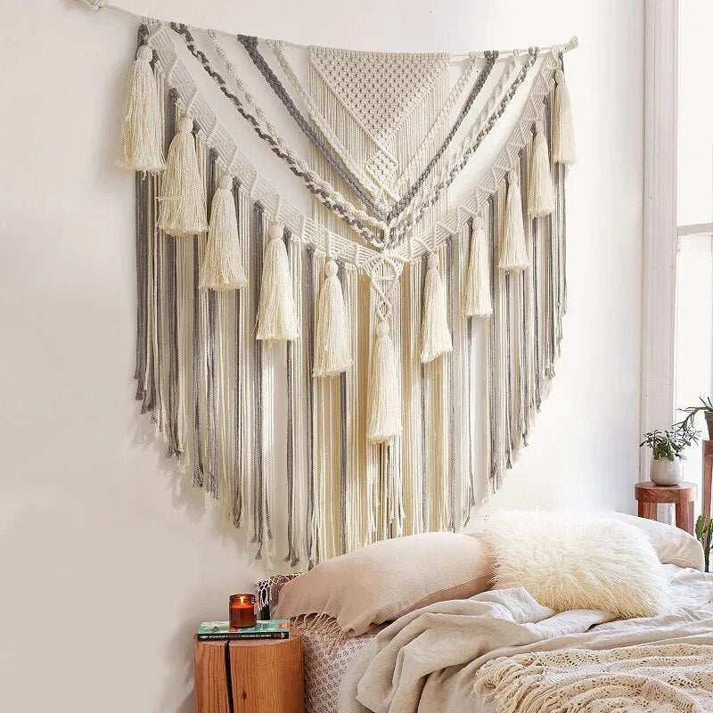 Tête de Lit Macramé XXL Écru